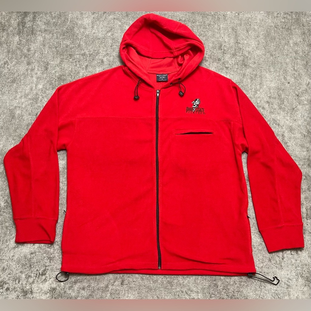 Ohio State Buckeyes Brutus Full Zip Hoodie Sweatshirt Red XL Y2K Vtg